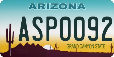AZ license plate ASP0092