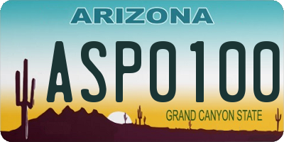 AZ license plate ASP0100
