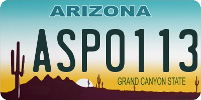 AZ license plate ASP0113