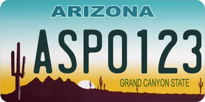 AZ license plate ASP0123