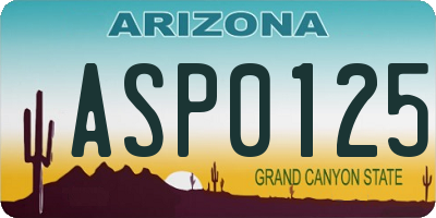 AZ license plate ASP0125