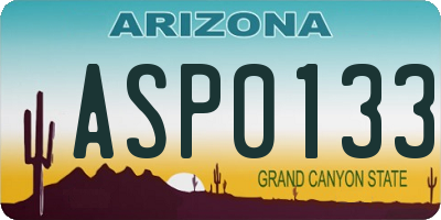 AZ license plate ASP0133