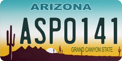 AZ license plate ASP0141