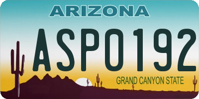 AZ license plate ASP0192