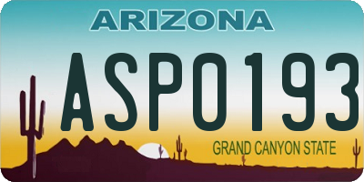 AZ license plate ASP0193