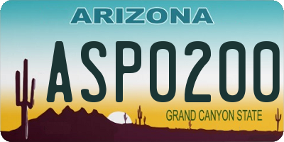 AZ license plate ASP0200