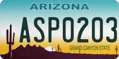 AZ license plate ASP0203