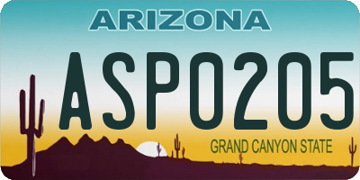 AZ license plate ASP0205