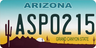 AZ license plate ASP0215