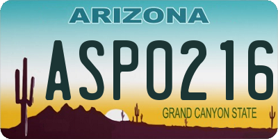 AZ license plate ASP0216