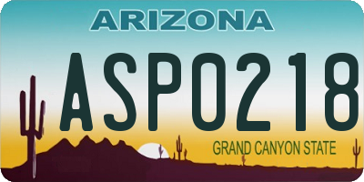 AZ license plate ASP0218