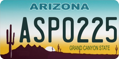 AZ license plate ASP0225