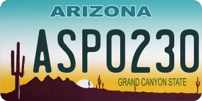 AZ license plate ASP0230