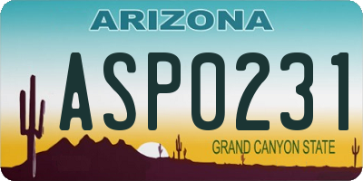 AZ license plate ASP0231