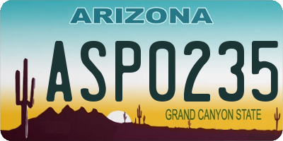 AZ license plate ASP0235