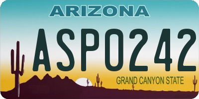 AZ license plate ASP0242