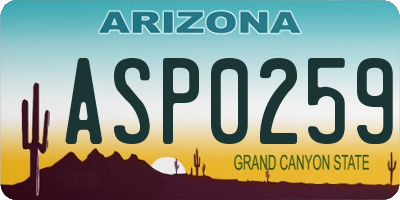 AZ license plate ASP0259