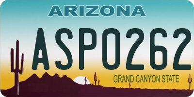 AZ license plate ASP0262