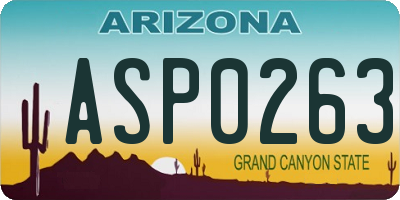 AZ license plate ASP0263