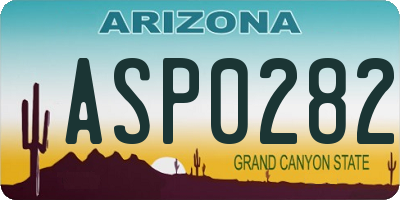 AZ license plate ASP0282
