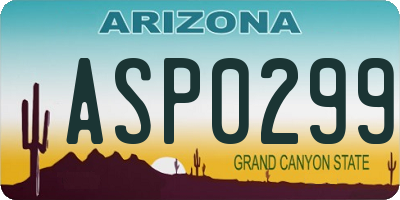 AZ license plate ASP0299