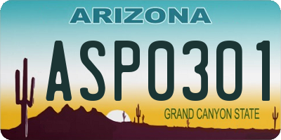 AZ license plate ASP0301