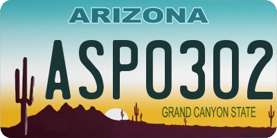 AZ license plate ASP0302