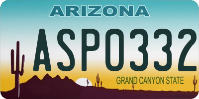 AZ license plate ASP0332