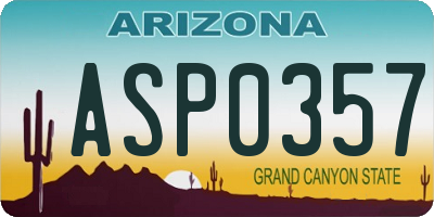 AZ license plate ASP0357