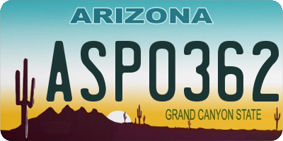 AZ license plate ASP0362