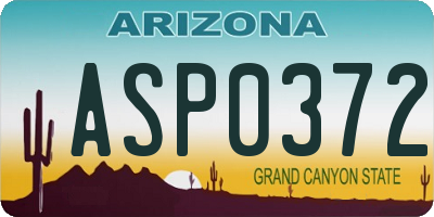 AZ license plate ASP0372