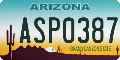 AZ license plate ASP0387