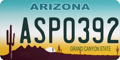 AZ license plate ASP0392