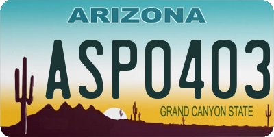 AZ license plate ASP0403