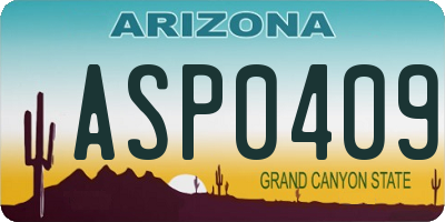 AZ license plate ASP0409