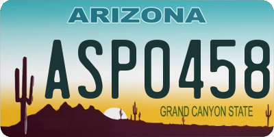 AZ license plate ASP0458