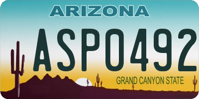 AZ license plate ASP0492