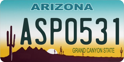 AZ license plate ASP0531