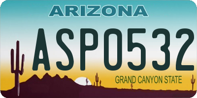 AZ license plate ASP0532