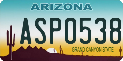 AZ license plate ASP0538