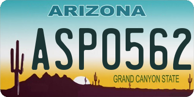 AZ license plate ASP0562