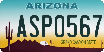 AZ license plate ASP0567