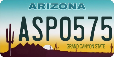 AZ license plate ASP0575