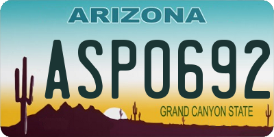 AZ license plate ASP0692