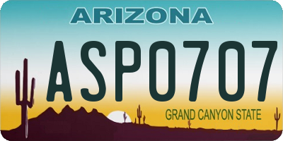 AZ license plate ASP0707