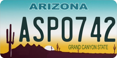 AZ license plate ASP0742