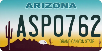 AZ license plate ASP0762