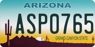 AZ license plate ASP0765