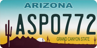 AZ license plate ASP0772