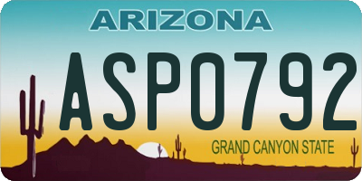 AZ license plate ASP0792